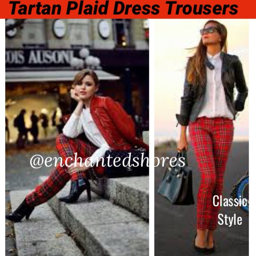 Vintage Plaid Pants Tartan Checkered Buffalo Glen Red Green Blue Black Size 10 P - Picture 2 of 15